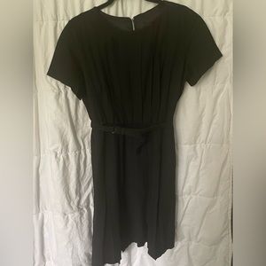 Vintage 1940s or 1950s Homemade Black Belted Dress